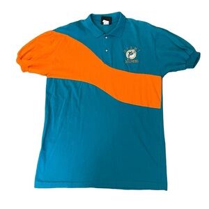 Hummer Sportswear Vintage Miami Dolphin’s color block cinch arm polo adult M